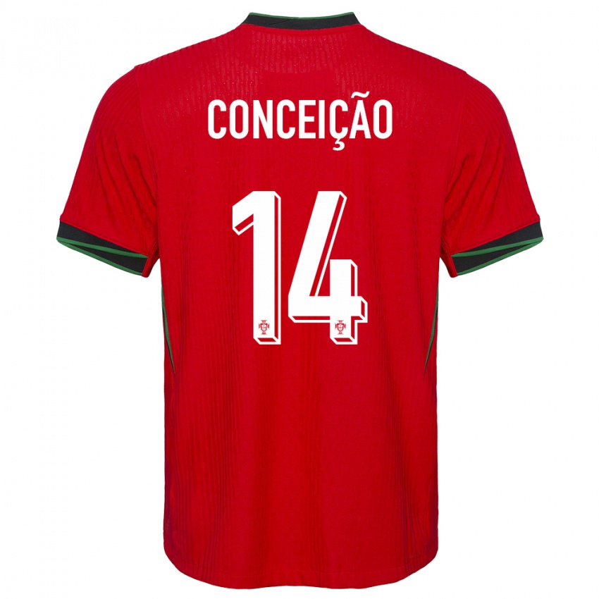 Homme Maillot Portugal Rodrigo Conceicao #14 Rouge Tenues Domicile 24-26 T-Shirt Belgique