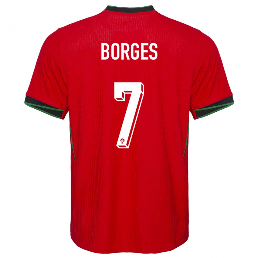 Homme Maillot Portugal Carlos Borges #7 Rouge Tenues Domicile 24-26 T-Shirt Belgique