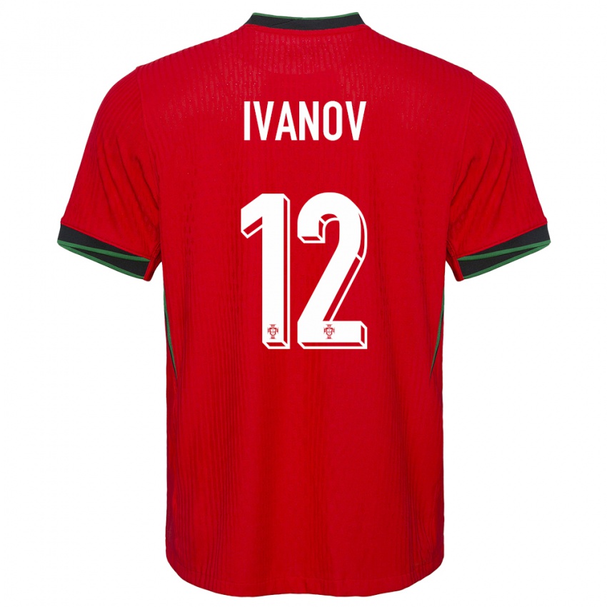 Homme Maillot Portugal David Ivanov #12 Rouge Tenues Domicile 24-26 T-Shirt Belgique