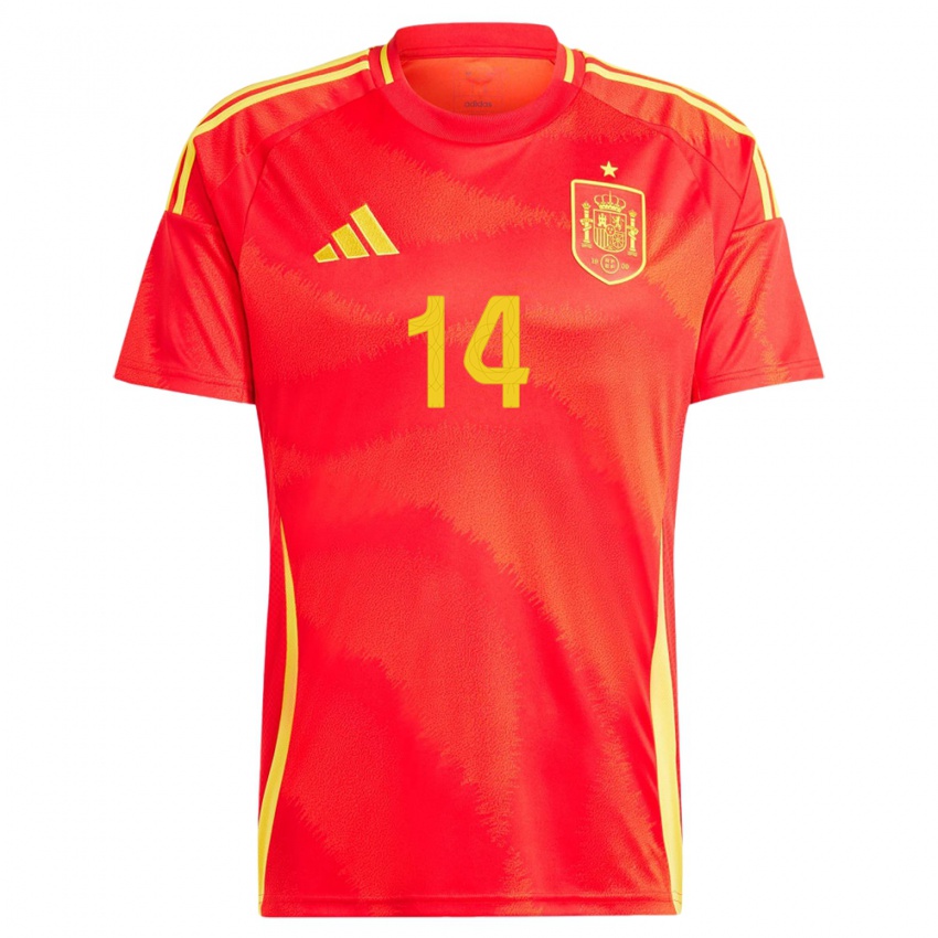 Herren Spanien Jose Gaya #14 Rot Heimtrikot Trikot 24-26 T-Shirt Belgien