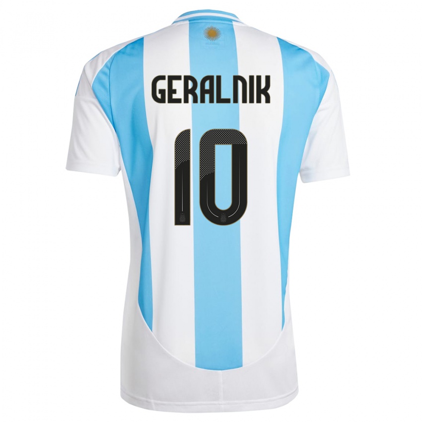 Heren Argentinië Tiago Geralnik #10 Wit Blauw Thuisshirt Thuistenue 24-26 T-Shirt België