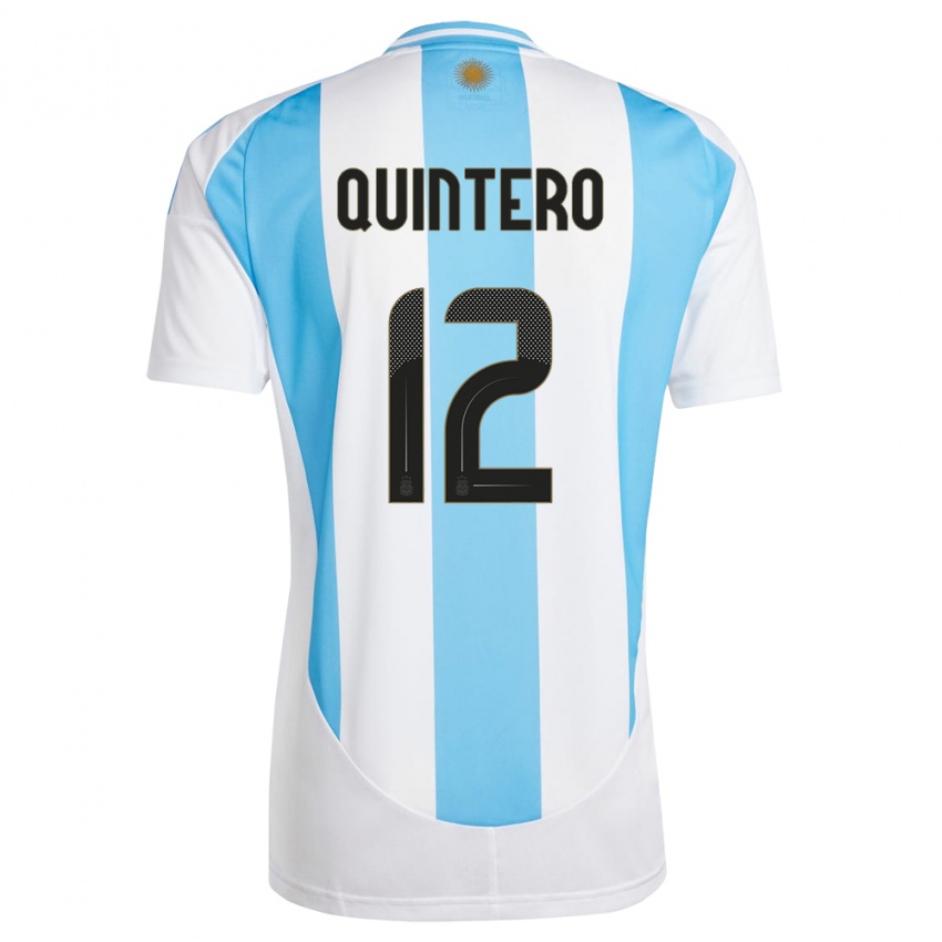 Heren Argentinië Valentino Quintero #12 Wit Blauw Thuisshirt Thuistenue 24-26 T-Shirt België