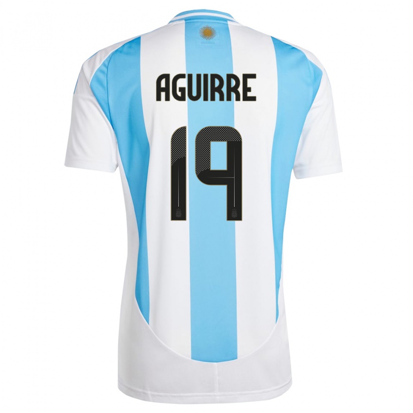 Heren Argentinië Brian Aguirre #19 Wit Blauw Thuisshirt Thuistenue 24-26 T-Shirt België
