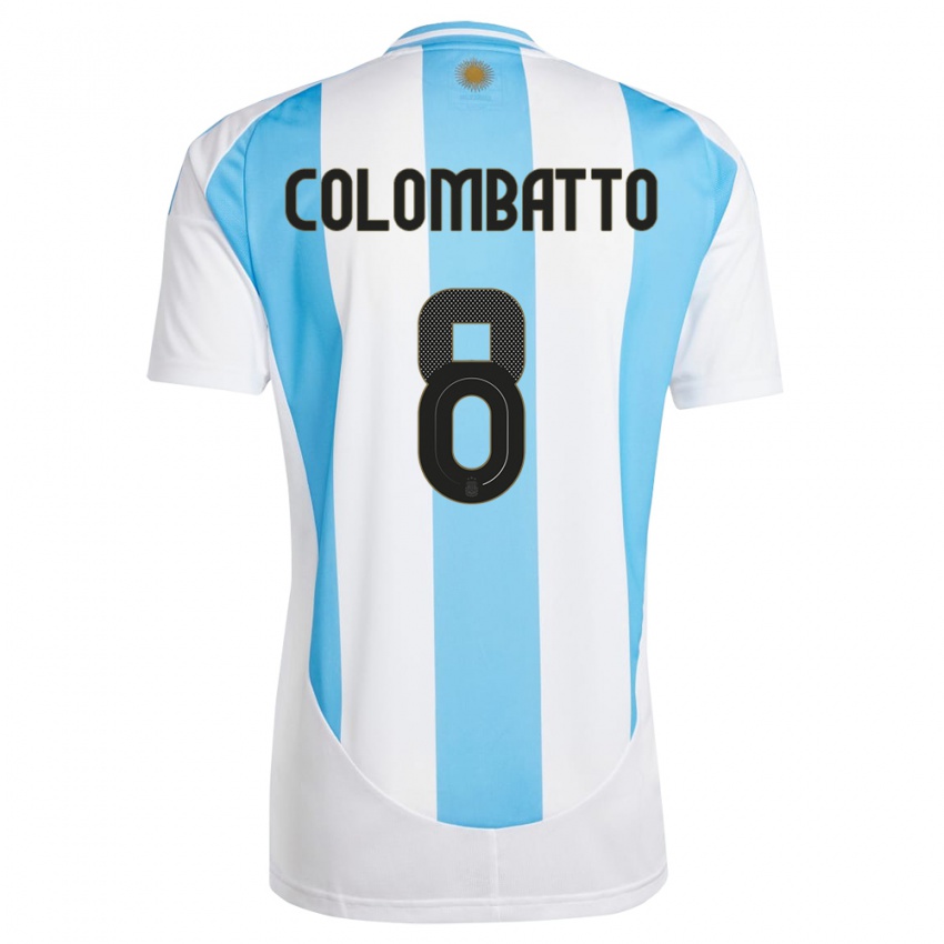 Heren Argentinië Santiago Colombatto #8 Wit Blauw Thuisshirt Thuistenue 24-26 T-Shirt België