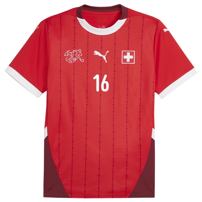 Herren Schweiz Christian Fassnacht #16 Rot Heimtrikot Trikot 24-26 T-Shirt Belgien