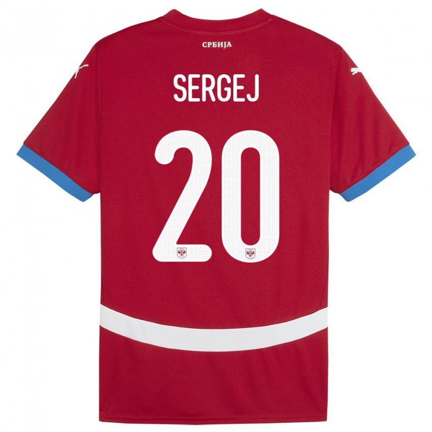 Homme Maillot Serbie Sergej Milinkovic-Savic #20 Rouge Tenues Domicile 24-26 T-Shirt Belgique