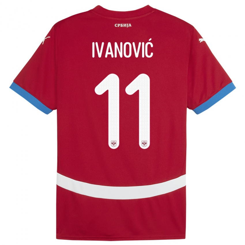 Homme Maillot Serbie Miljana Ivanovic #11 Rouge Tenues Domicile 24-26 T-Shirt Belgique