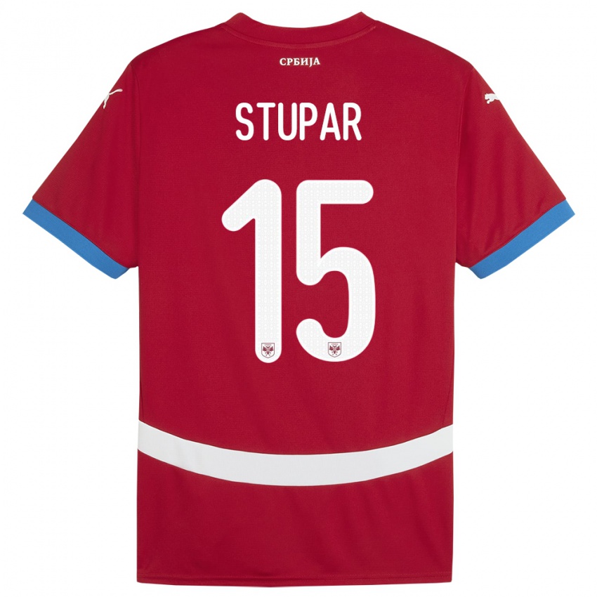 Heren Servië Zivana Stupar #15 Rood Thuisshirt Thuistenue 24-26 T-Shirt België