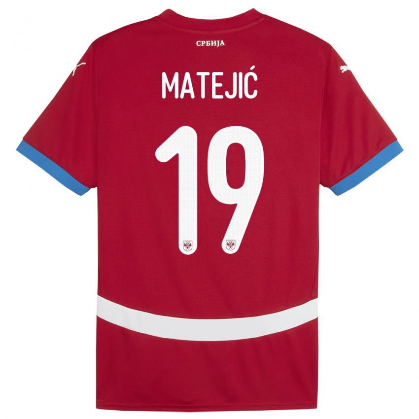 Homme Maillot Serbie Nina Matejic #19 Rouge Tenues Domicile 24-26 T-Shirt Belgique