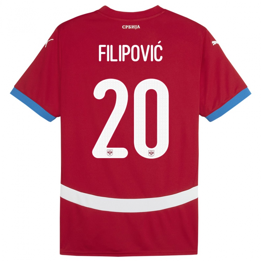 Homme Maillot Serbie Tijana Filipovic #20 Rouge Tenues Domicile 24-26 T-Shirt Belgique