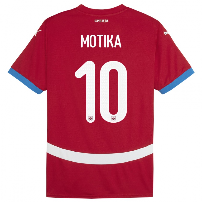 Homme Maillot Serbie Nemanja Motika #10 Rouge Tenues Domicile 24-26 T-Shirt Belgique