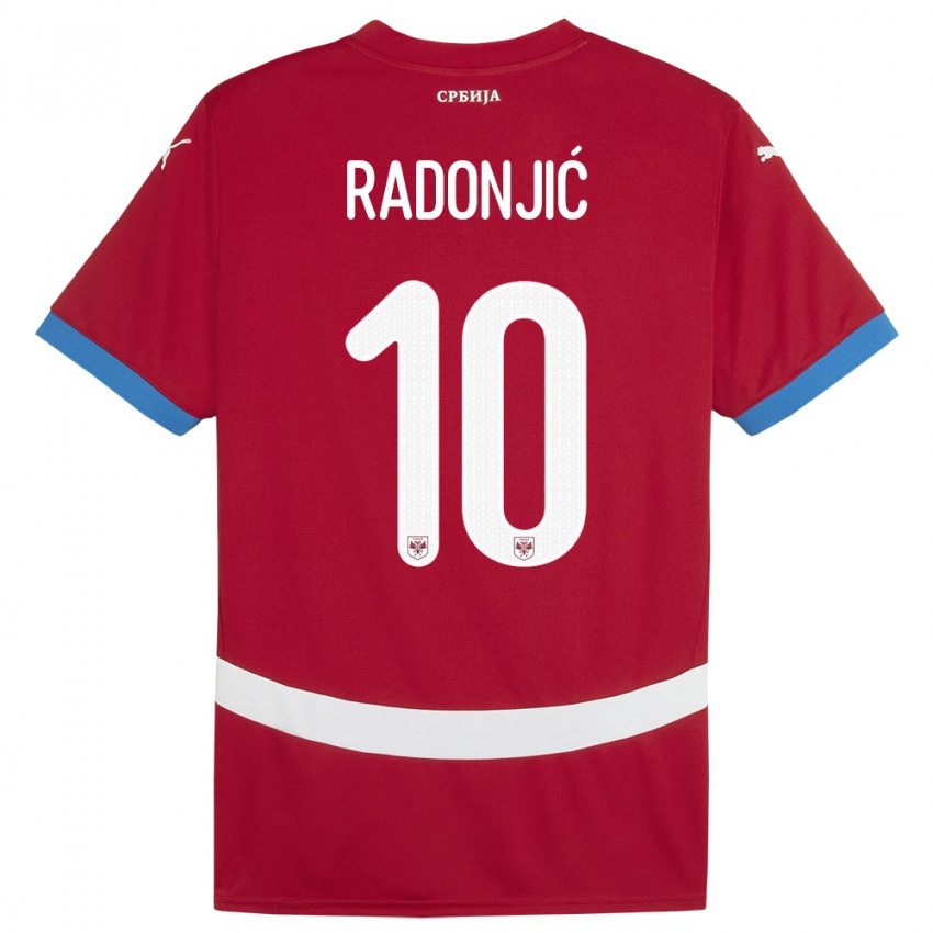 Homme Maillot Serbie Mateja Radonjic #10 Rouge Tenues Domicile 24-26 T-Shirt Belgique