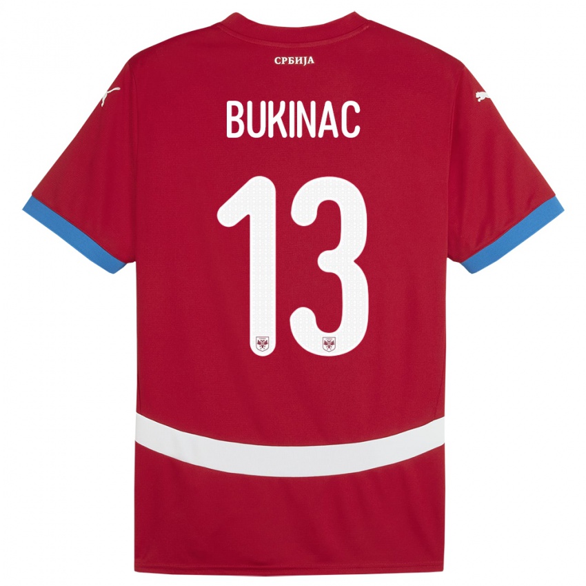 Homme Maillot Serbie Stefan Bukinac #13 Rouge Tenues Domicile 24-26 T-Shirt Belgique