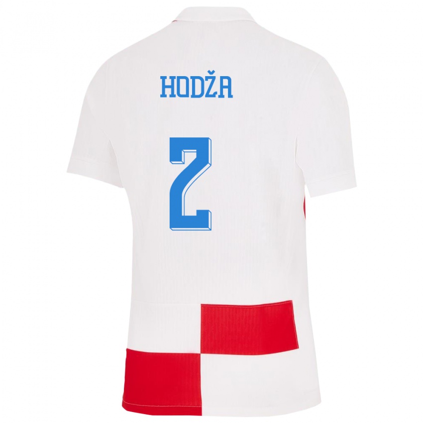 Heren Kroatië Veldin Hodza #2 Wit Rood Thuisshirt Thuistenue 24-26 T-Shirt België