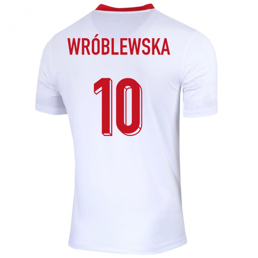 Homme Maillot Pologne Joanna Wroblewska #10 Blanc Tenues Domicile 24-26 T-Shirt Belgique