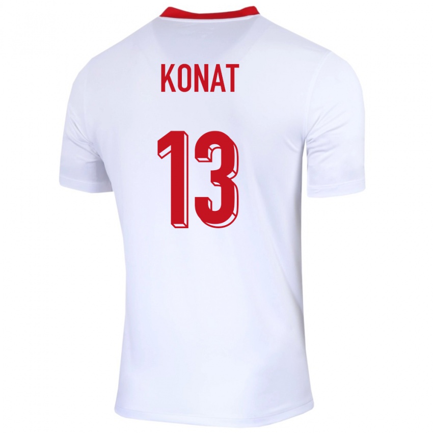 Homme Maillot Pologne Katarzyna Konat #13 Blanc Tenues Domicile 24-26 T-Shirt Belgique