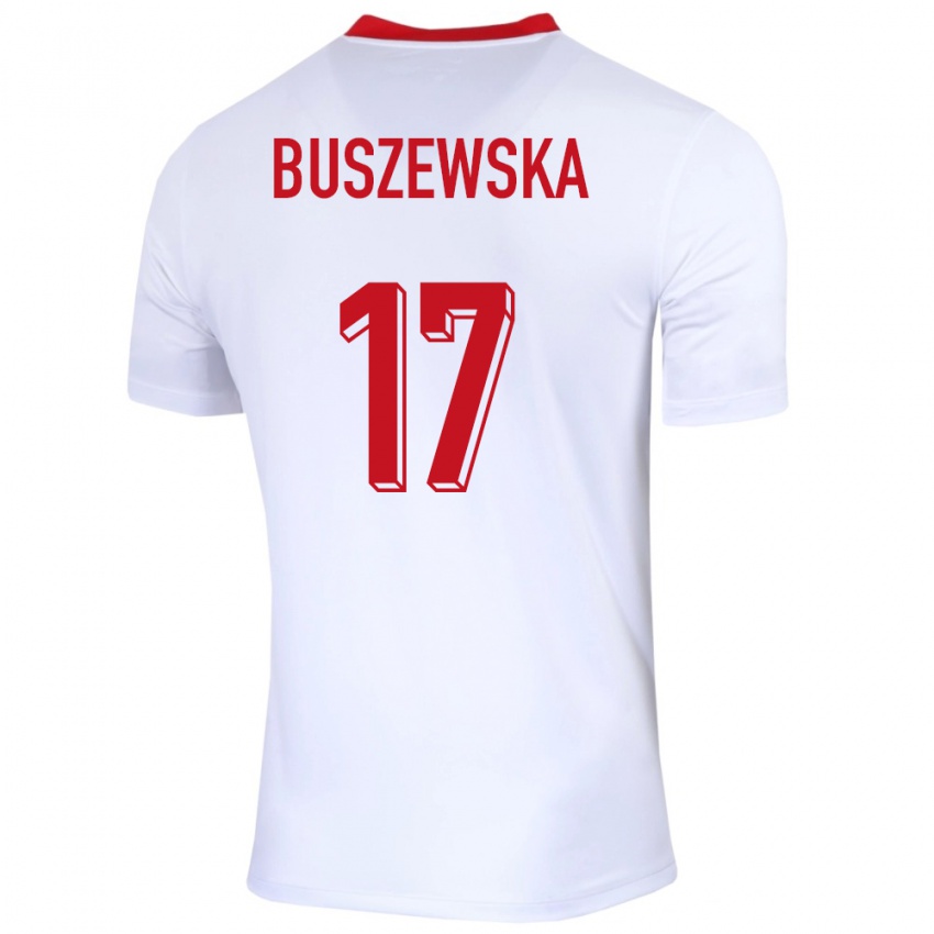 Homme Maillot Pologne Zofia Buszewska #17 Blanc Tenues Domicile 24-26 T-Shirt Belgique