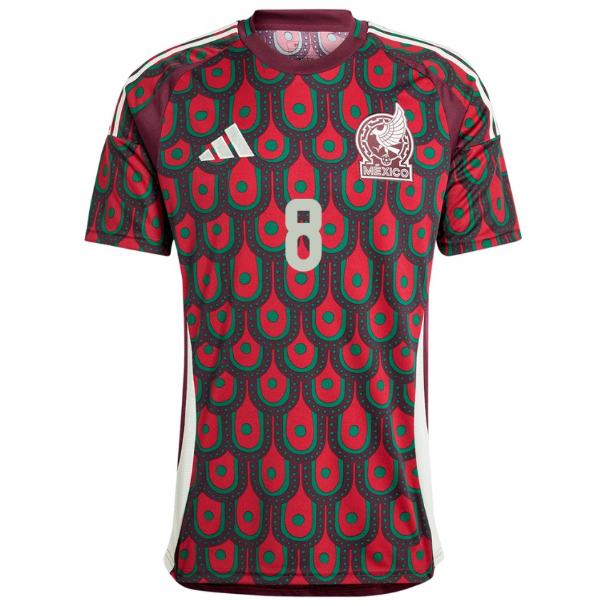 Heren Mexico Benjamin Galdames #8 Kastanjebruin Thuisshirt Thuistenue 24-26 T-Shirt België