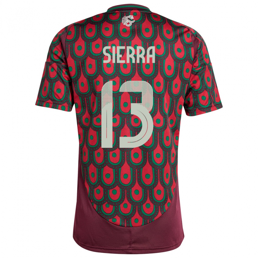 Heren Mexico Bianca Sierra #13 Kastanjebruin Thuisshirt Thuistenue 24-26 T-Shirt België