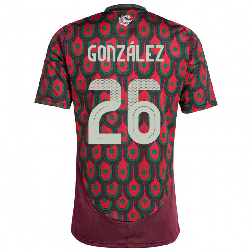 Heren Mexico Bryan Gonzalez #26 Kastanjebruin Thuisshirt Thuistenue 24-26 T-Shirt België