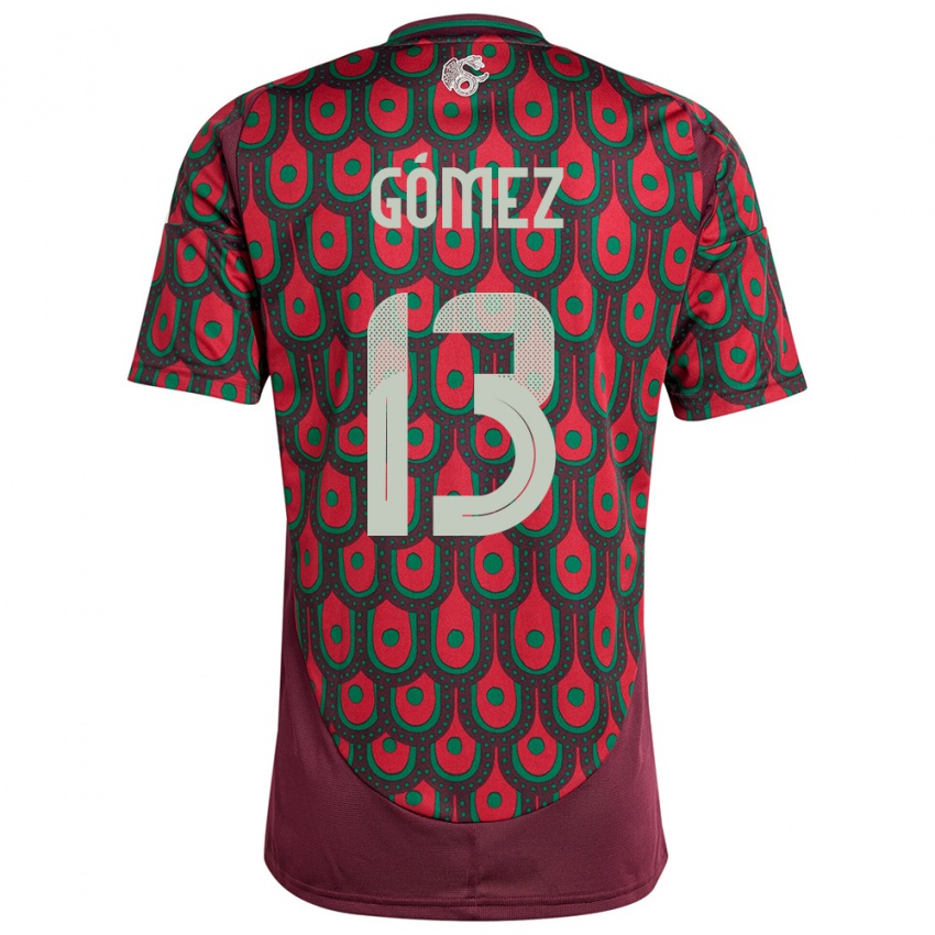 Heren Mexico Diego Gomez #13 Kastanjebruin Thuisshirt Thuistenue 24-26 T-Shirt België