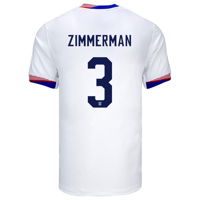 Heren Verenigde Staten Walker Zimmerman #3 Wit Thuisshirt Thuistenue 24-26 T-Shirt België