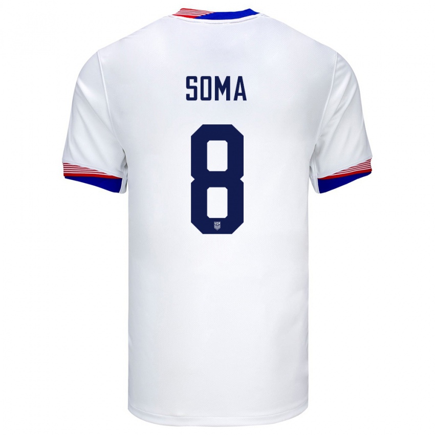 Heren Verenigde Staten Pedro Soma #8 Wit Thuisshirt Thuistenue 24-26 T-Shirt België
