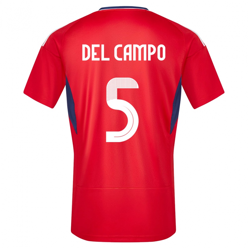 Homme Maillot Costa Rica Valeria Del Campo #5 Rouge Tenues Domicile 24-26 T-Shirt Belgique