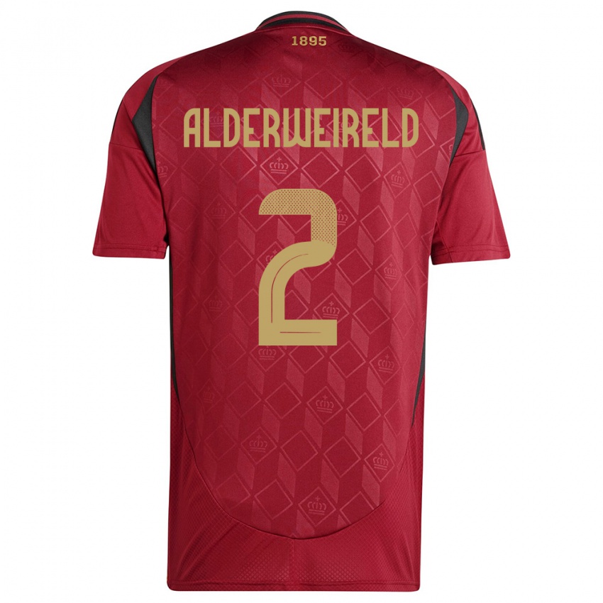 Heren België Toby Alderweireld #2 Bourgondië Thuisshirt Thuistenue 24-26 T-Shirt België