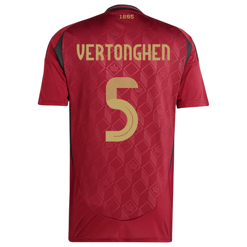 Herren Belgien Jan Vertonghen #5 Burgund Heimtrikot Trikot 24-26 T-Shirt Belgien