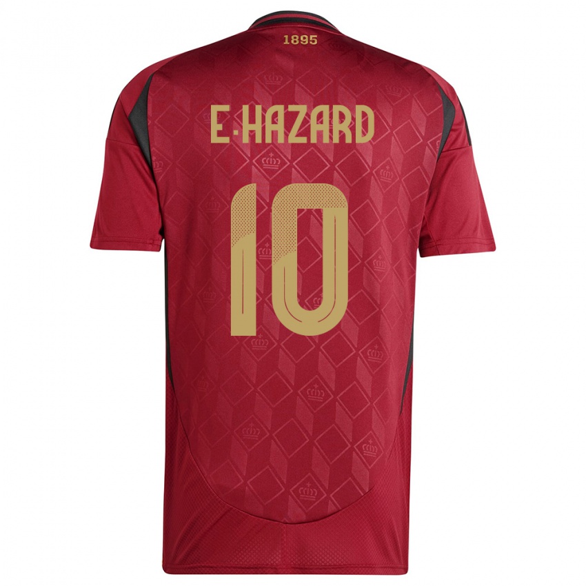 Heren België Eden Hazard #10 Bourgondië Thuisshirt Thuistenue 24-26 T-Shirt België