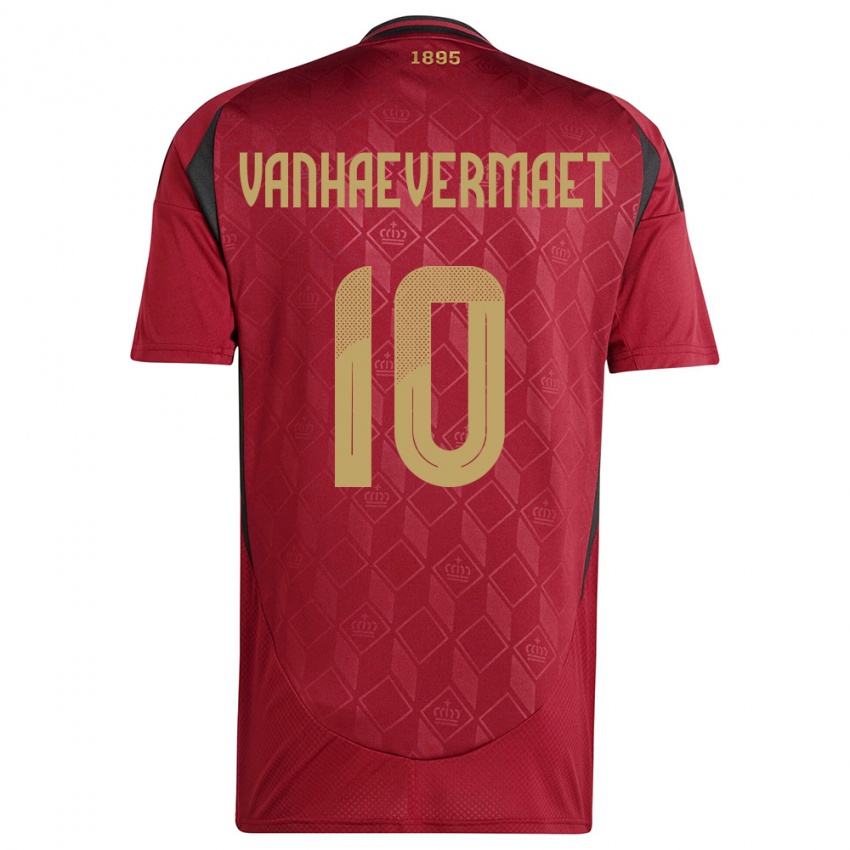 Herren Belgien Justine Vanhaevermaet #10 Burgund Heimtrikot Trikot 24-26 T-Shirt Belgien