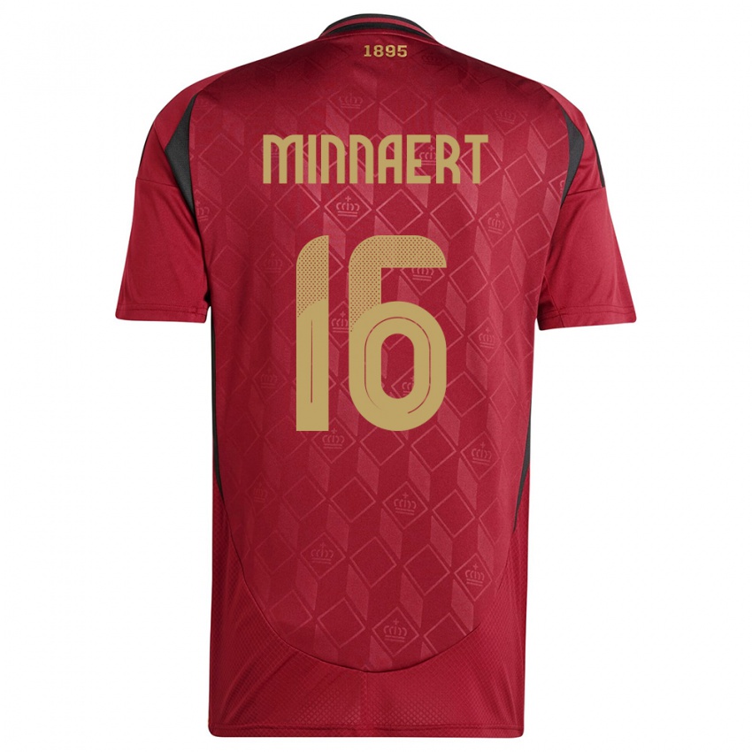 Herren Belgien Marie Minnaert #16 Burgund Heimtrikot Trikot 24-26 T-Shirt Belgien