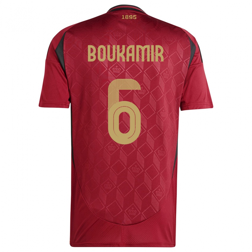 Herren Belgien Mehdi Boukamir #6 Burgund Heimtrikot Trikot 24-26 T-Shirt Belgien