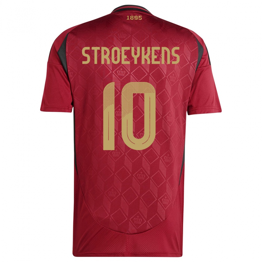 Herren Belgien Mario Stroeykens #10 Burgund Heimtrikot Trikot 24-26 T-Shirt Belgien