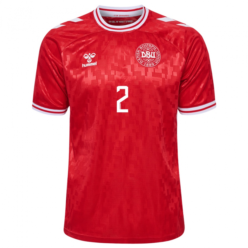 Heren Denemarken Sara Thrige #2 Rood Thuisshirt Thuistenue 24-26 T-Shirt België