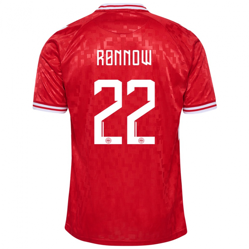 Heren Denemarken Frederik Ronnow #22 Rood Thuisshirt Thuistenue 24-26 T-Shirt België