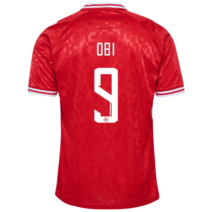 Heren Denemarken Chido Obi #9 Rood Thuisshirt Thuistenue 24-26 T-Shirt België