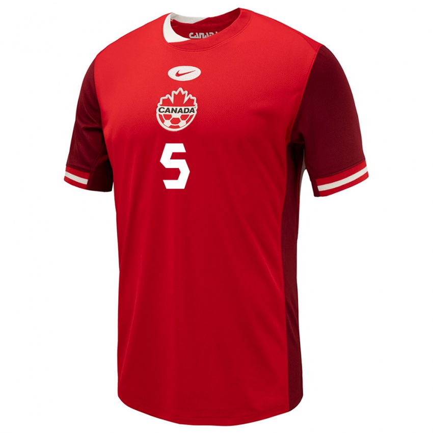 Homme Maillot Canada Chimere Omeze #5 Rouge Tenues Domicile 24-26 T-Shirt Belgique