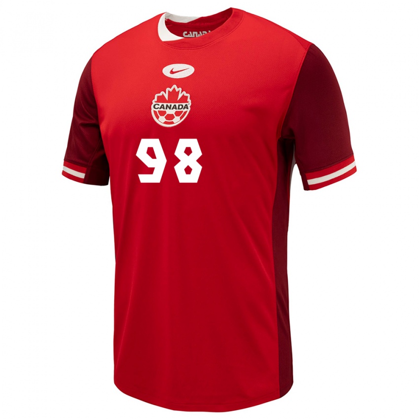 Homme Maillot Canada Olivia Smith #98 Rouge Tenues Domicile 24-26 T-Shirt Belgique