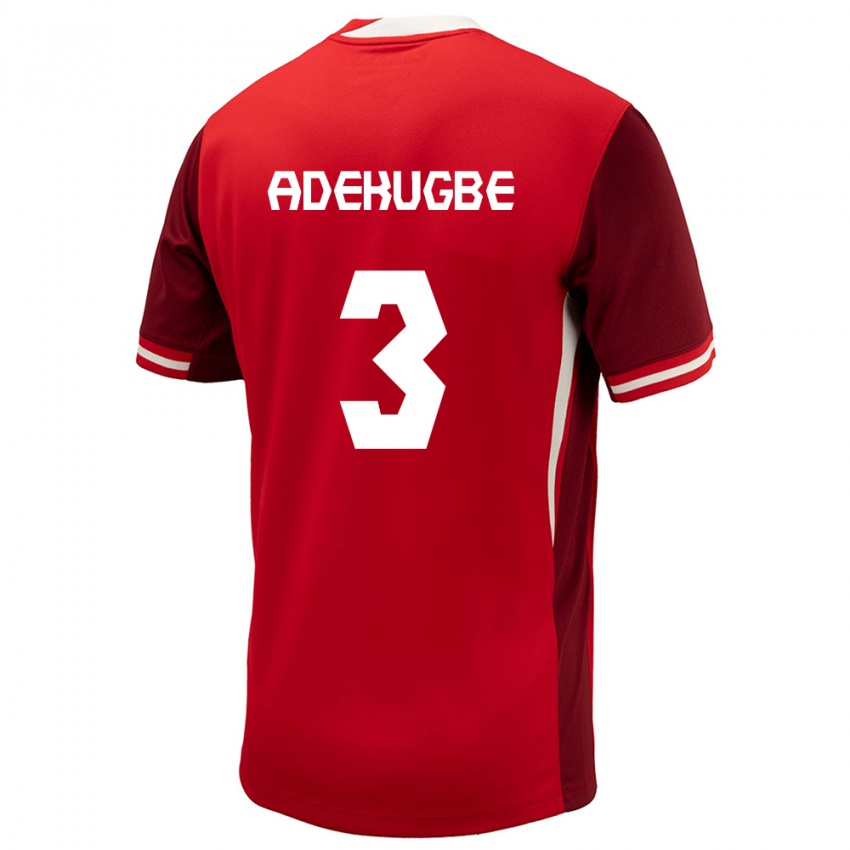 Homme Maillot Canada Samuel Adekugbe #3 Rouge Tenues Domicile 24-26 T-Shirt Belgique