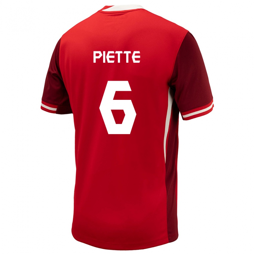 Homme Maillot Canada Samuel Piette #6 Rouge Tenues Domicile 24-26 T-Shirt Belgique