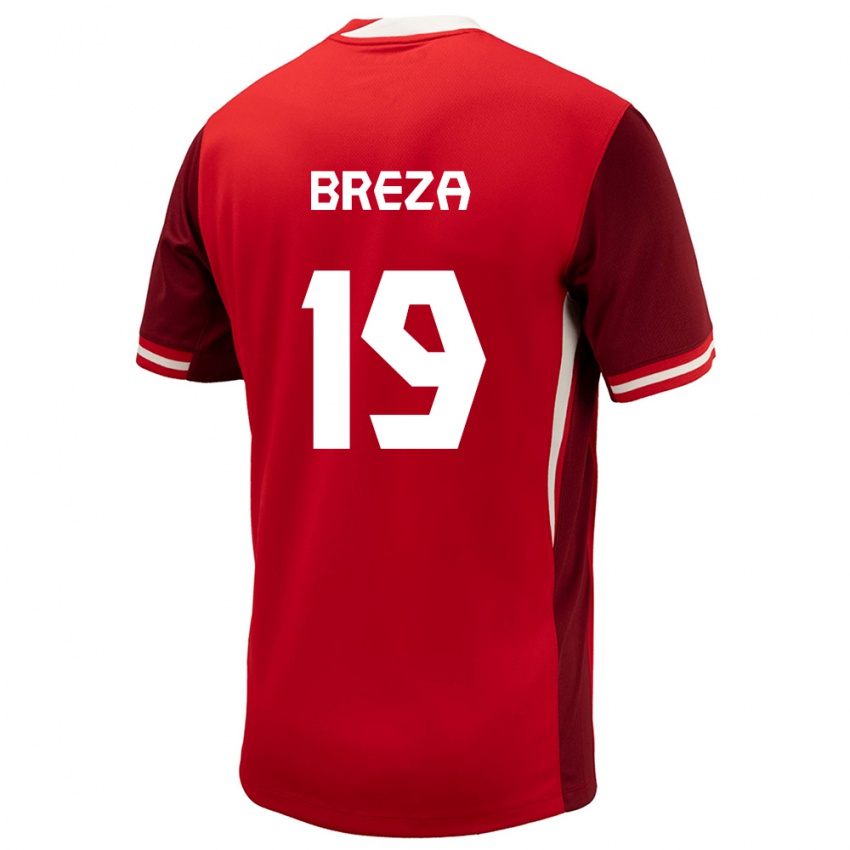 Homme Maillot Canada Sebastian Breza #19 Rouge Tenues Domicile 24-26 T-Shirt Belgique