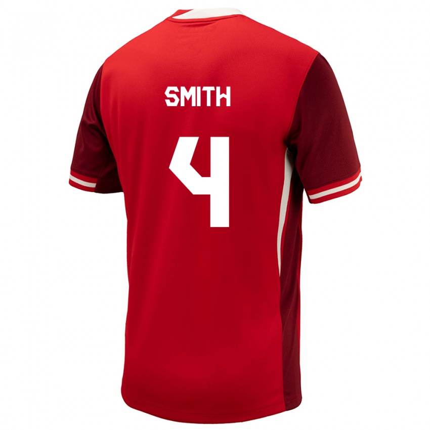 Homme Maillot Canada Justin Smith #4 Rouge Tenues Domicile 24-26 T-Shirt Belgique