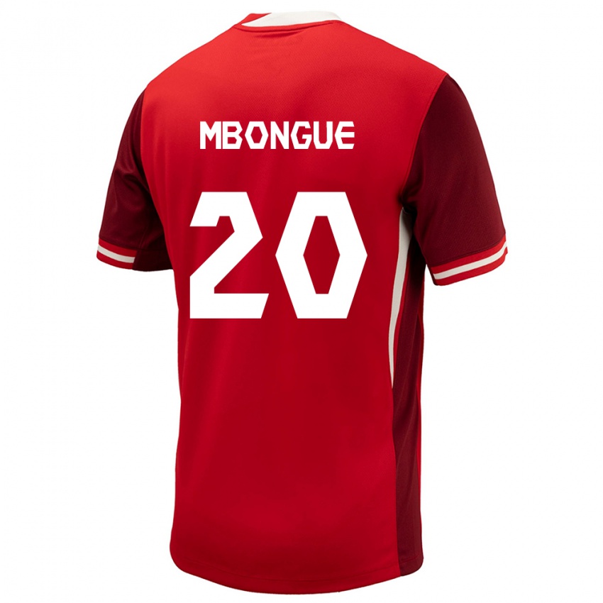 Homme Maillot Canada Hugo Mbongue #20 Rouge Tenues Domicile 24-26 T-Shirt Belgique