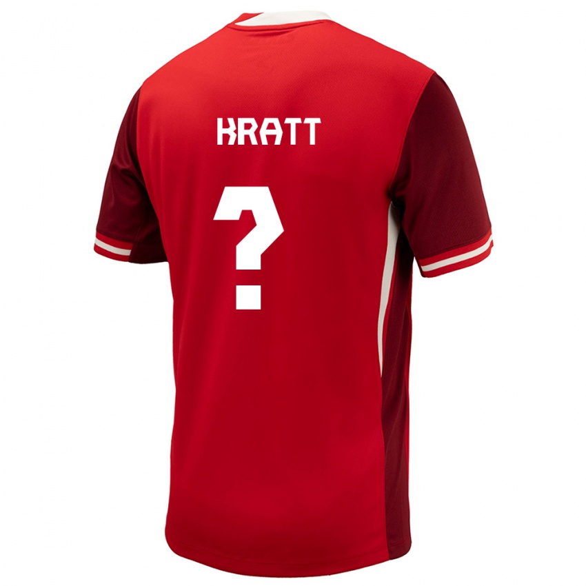 Homme Maillot Canada Ronan Kratt #0 Rouge Tenues Domicile 24-26 T-Shirt Belgique