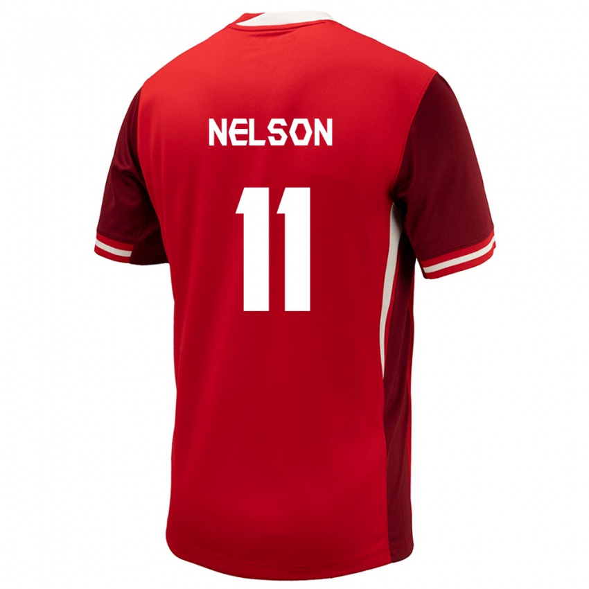 Homme Maillot Canada Jayden Nelson #11 Rouge Tenues Domicile 24-26 T-Shirt Belgique