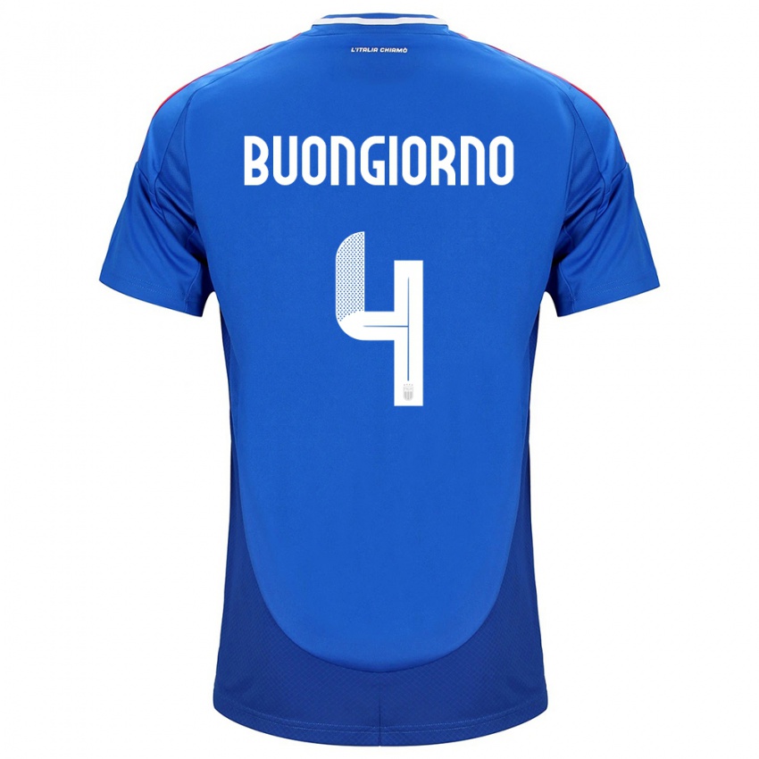 Heren Italië Alessandro Buongiorno #4 Blauw Thuisshirt Thuistenue 24-26 T-Shirt België