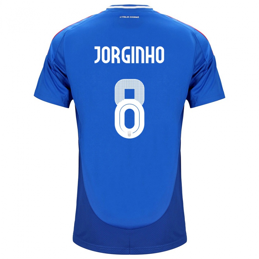 Homme Maillot Italie Jorginho #8 Bleu Tenues Domicile 24-26 T-Shirt Belgique