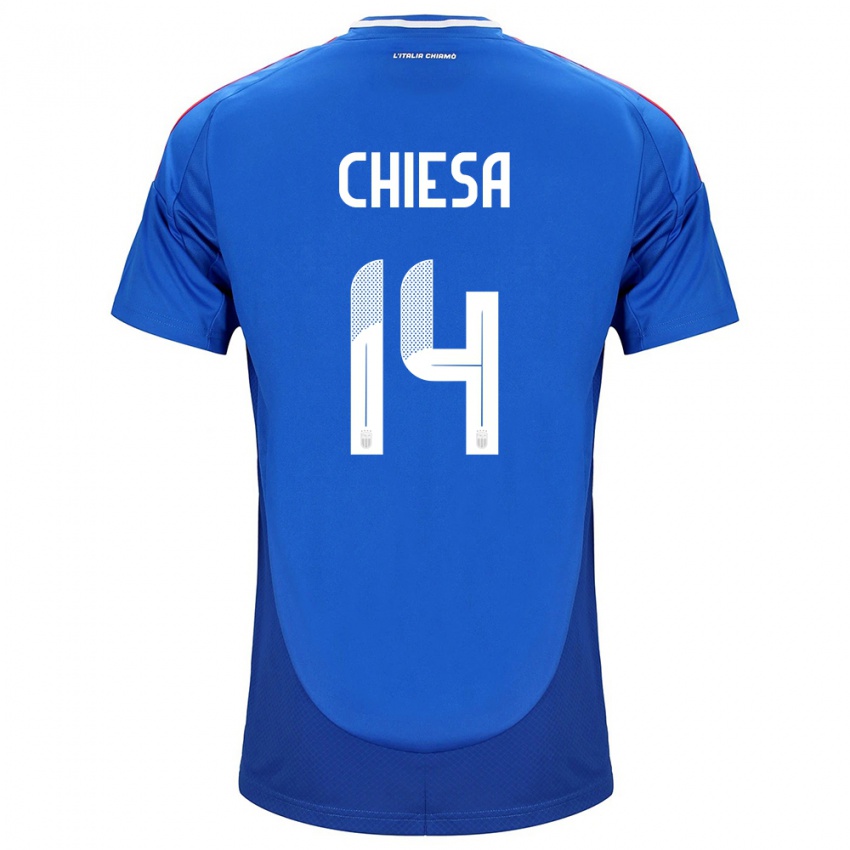 Heren Italië Federico Chiesa #14 Blauw Thuisshirt Thuistenue 24-26 T-Shirt België